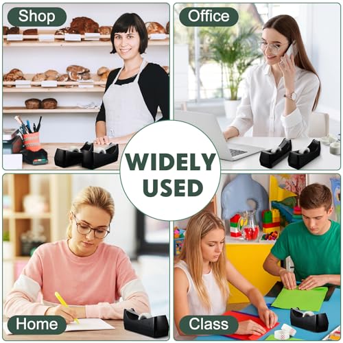 Yahenda 6 Pack Desktop Tape Dispenser Non Skid Base with Transparent Invisible Tape and Replacement Cores for Wrapping Home Office Supplies