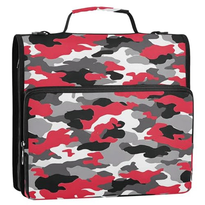 3 Ring Zipper Binder Red Grey Black Camouflage Binders Bag with Shoulder Strap 500 Sheets Paper Organizer Trapper Keeper Documents Storage File Folder for School Office - color: A124
