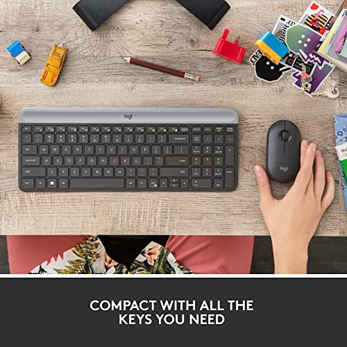 Logitech MK470 Slim Wireless Keyboard and Mouse Combo - Modern Compact Layout, Ultra Quiet, 2.4 GHz USB Receiver, Plug n' Play Connectivity, Compatible with Windows - Graphite - color: Graphite
