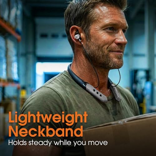 MANHATTAN Bluetooth Wireless Neckband Headphones — Work Earbud Earphones with 15H Playtime, Noise-Isolating, IPX4 Water Resistant, Built-in Mic – for Work, Music, Calls (Black/Space Gray) - color: Black/Space Gray
