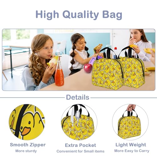 Yellow Duck Cute Lunch Box,Insulated Lunch Bag for Girls Boys,Reusable Lunch Box for Kids Adults School Student Work Picnic Travel - color: Yellow Duck Cute