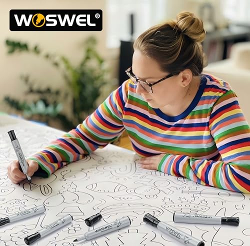 WOSWEL 150 Pack Permanent Markers Bulk, Chisel Tip, Black, Jumbo Thick Large Permanent Markers, Wide Tip Markers, Works on Plastic,Wood,Stone,Metal and More, Perfect for Signs and Posters