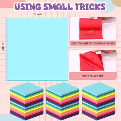 Zubebe 200 Pads 3 x 3 Inch Sticky Notes Bulk, Bright Colors Notepads Self Stick Note Square Memo Sticky for Office Back to School, 45 Sheets/pad - size: 3 × 3 Inch