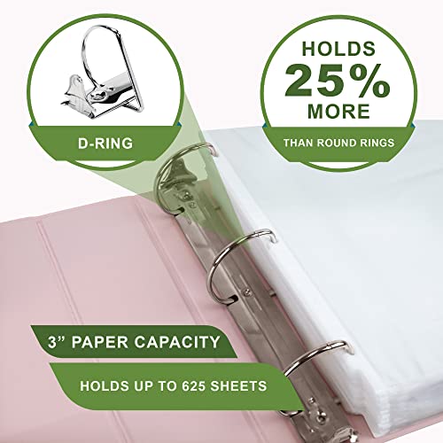 Samsill Plant-Based 3 Inch Durable D-Ring, View Binder, Eco-Friendly, USDA Certified Biobased, 2 Count,Pack of 1, Rose - color: Rose, size: 3-Inch, style: 2 Pack