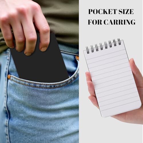 BESARME 10 Pcs Small Notepads 3x5, Spiral Pocket Notebook Bulk | Black Mini Lined Notepad, Memo Pads for Men, Students Back to School Gift - color: Black