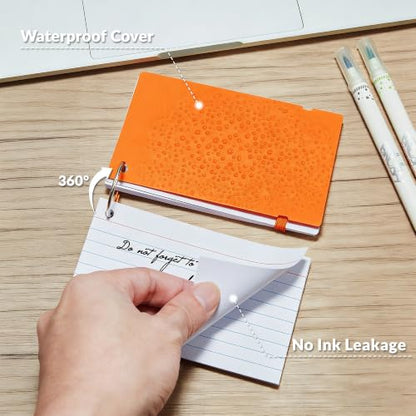 NEEWAY Heavyweight Ruled Index Cards 3x5, 200 Count Flash Cards with Rings and Cover, White Note Cards Lined for Home, Office (Orange) - color: Orange
