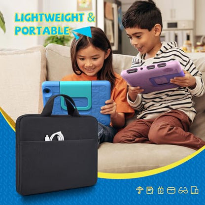 7-8 Inch Tablet Sleeve Carrying Case for Fire 7 Kids, Fire HD 8 Kids/Kids Pro, Fire HD 8 Tablet /8 Plus Tablet 2024-2022, All Versions of Fire 8/7 Kids Edition, iPad Mini 7/6/5/4 Tablet Bag, Black - size: 7-8 Inch