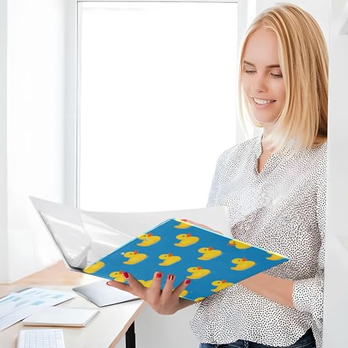 Yellow Rubber Ducks Blue Round Ring Binders 1.5 Inch 3 Ring Binder with Clipboard Holds 200 Sheets Office Home School - color: Multicolored 11