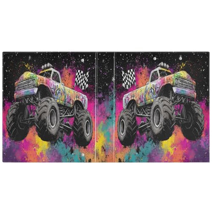 Monster Truck Moon Round Ring Binders 1.5 Inch 3 Ring Binder with Clipboard Holds 200 Sheets Office Home School - color: Multicolored 1