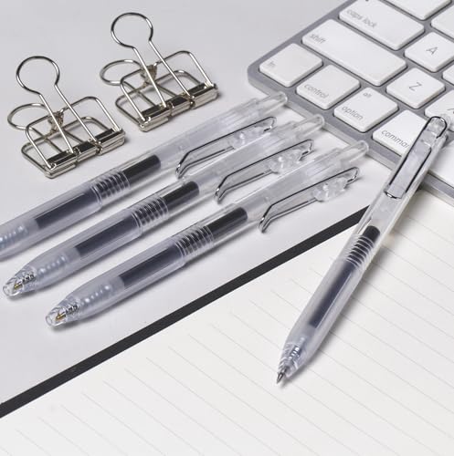 XIZE SH Rollerball Pens 0.38mm Ultra Fine Point,Pack of 8 | Clear Barrels,Black Gelly Ink ,Smooth Writing For Journaling, Notetaking