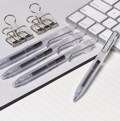 XIZE SH Rollerball Pens 0.38mm Ultra Fine Point,Pack of 8 | Clear Barrels,Black Gelly Ink ,Smooth Writing For Journaling, Notetaking