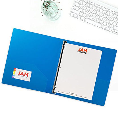 JAM PAPER Plastic 1 inch Binder - Blue 3 Ring Binder - Sold Individually - color: Blue, size: 1 inch