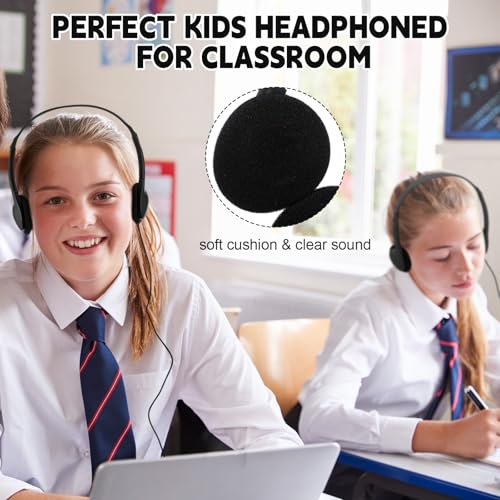 Konohan 30 Pack Headphones Bulk Headphone for School Classroom Student Wired Headphones Adjustable with 3.5 mm Jack for Adults (Black) - color: Black