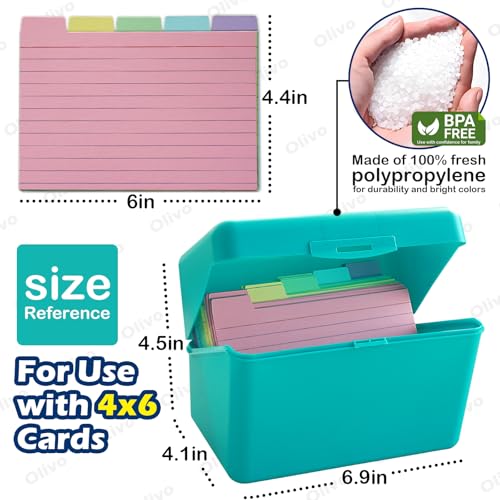Olivo 4x6 Index Card Holder Box with 100 Cards Dividers Tabs 4"x 6", Black - color: Black, size: 4" x 6"