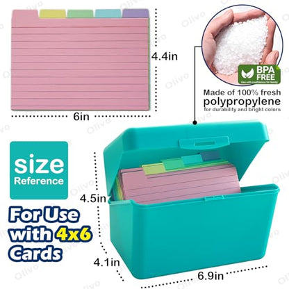 Olivo 4x6 Index Card Holder Box with 100 Cards Dividers Tabs 4"x 6", Blue - color: Blue, size: 4" x 6"