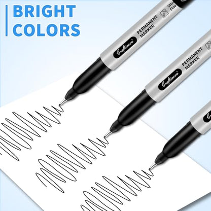 Black Ultra Fine Point Permanent Markers, Extra Fine Tip, Quick Drying and Waterproof, Fade Resistant Perfect on Paper, Glass, Metal, Plastic, Wood, Office & School Use, 16 Pack - size: 1 Count (Pack of 16)