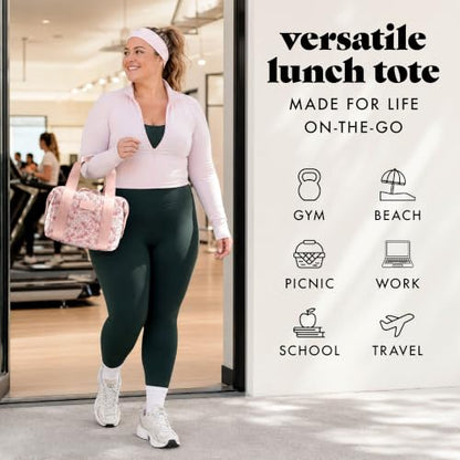 Fit & Fresh Remi Lunch Bag for Women Work – Neoprene Lunch Tote with Containers & Ice Pack, Reusable Meal Prep Lunch Box, Large Capacity, Machine Washable - color: Pink Ditsy Flowers