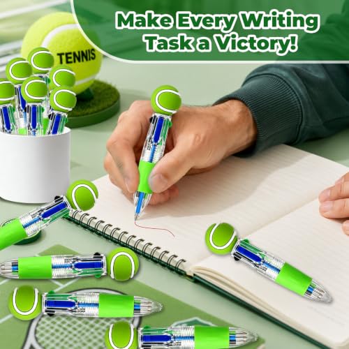 Tennis Party Favors Tennis Pens Mini Multicolor Pen in One Cute Fun 4-in-1 Pens Bulk Cool Ballpoint Pen for Birthday Gifts Teacher Supplies (Tennis, 24) - style: Tennis