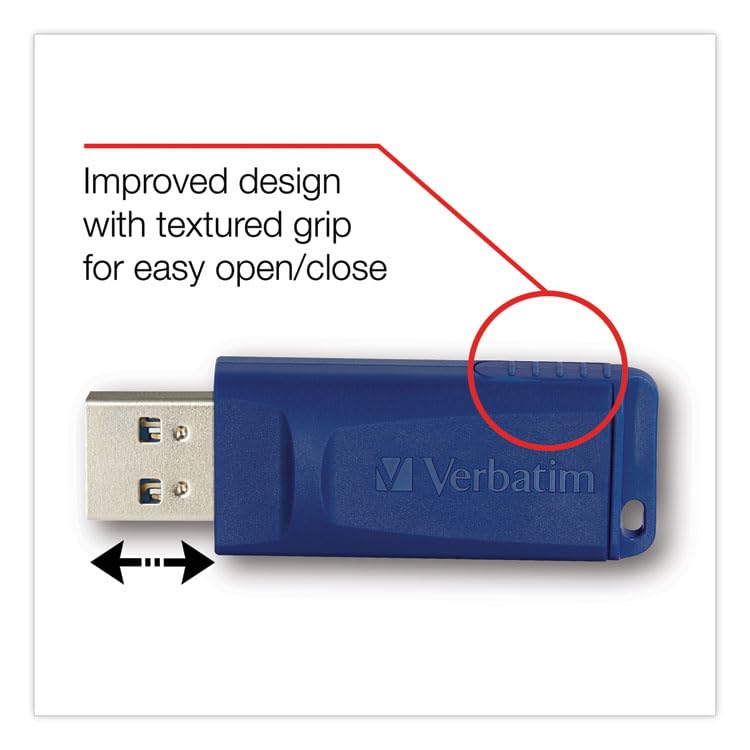 Verbatim 8GB Retractable USB 2.0 Flash Thumb Drive with Microban Antimicrobial Product Protection – Five Pack Blue - size: 8 GB-5 Pack