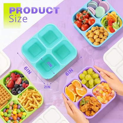 4 Pack Snack Containers Bento Box Adult Lunch Box,Meal Prep Container, Reusable Food Storage lunch Containers Stackable for Work, Travel and Gym (Blue, Green, Purple, Grass Green) - color: Blue, Green, Purple, Grass Green