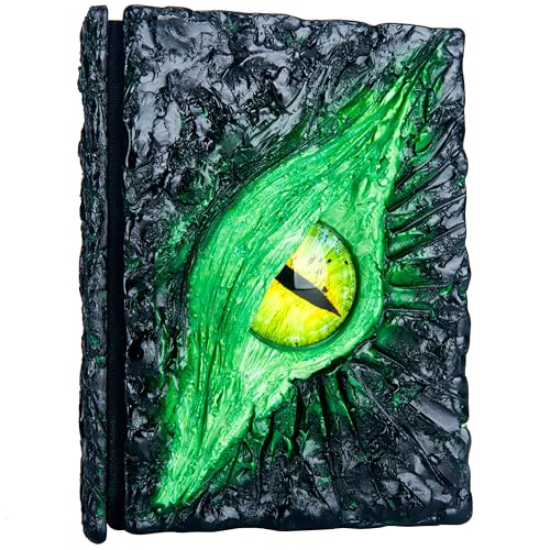 Handmade Big Eye Monster Embossed Journal,Resin Engraving Notebook,Blank Paper,Hardcover Travel Notepad for Writing,Sketchbook,Collection,Gift,Decoration Diary for Man Woman A5 Size (Green) - color: Green