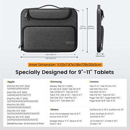 MoKo 9-11 Inch Tablet Sleeve Bag with Double Pockets - color: Black & Gray, style: 9-11 Inch