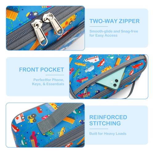FlowFly Kids Lunch box Insulated Soft Bag Mini Cooler Back to School Thermal Meal Tote Kit for Girls, Boys, Car - color: ColorFulCar