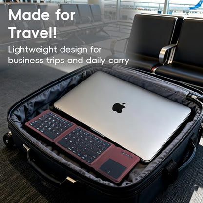 iPazzPort Foldable Bluetooth Keyboard for iPad, Portable Wireless Travel Keyboard with Multi-Device Pairing, Rechargeable Compact Keyboard for Tablet, Phone, Laptop, iOS Android Windows Mac