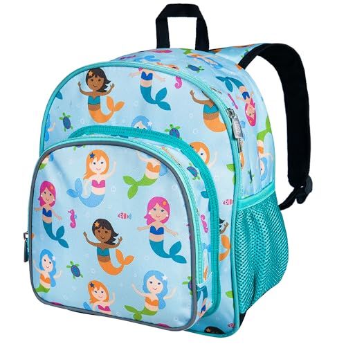 Wildkin 12 Inch Toddler Backpack for Kids, Mermaids | Ages 3-7, insulated front pocket — coordinates with matching Wildkin nap mats and water bottles - color: Mermaids