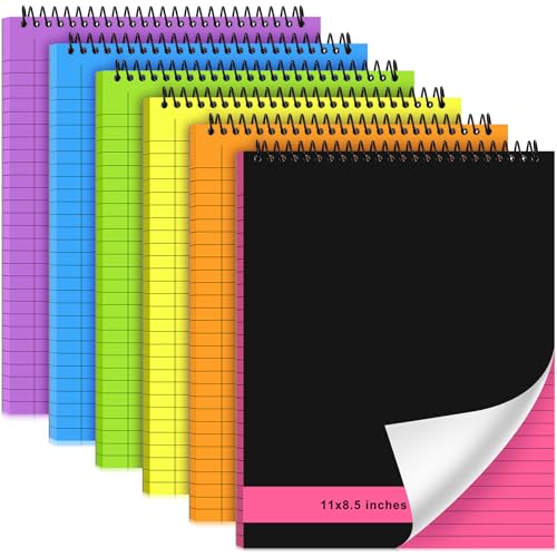 Resurhang 6 Pcs Legal Pad Top Spiral Bound Notebook 70 Sheets Double Sided College Ruled Paper Notepad Memo Steno Pad with Stiff Cover for Business College(8.5 x 11 Inches,No Holes,Bright Colors) - color: Bright Colors, size: 8.5 x 11 Inches, style: No Ho