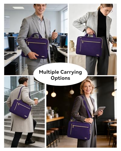 Laptop Case Bag Women Men Computer Sleeve Compatible with MacBook/Dell/HP/Acer/ASUS/LG, Waterproof Shoulder Carrying Briefcase, Violet, 15.6-16 Inch - color: Violet, size: 15.6 inch