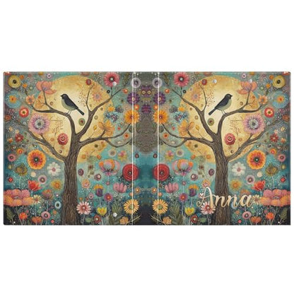 Custom Tree of Life 3 Ring Binder 1.5" Round Ring Binders Personalized Name View Binder with 200 Sheet for School Supplies Women Men Office, 1 Pack - color: Custom Tree and Birds