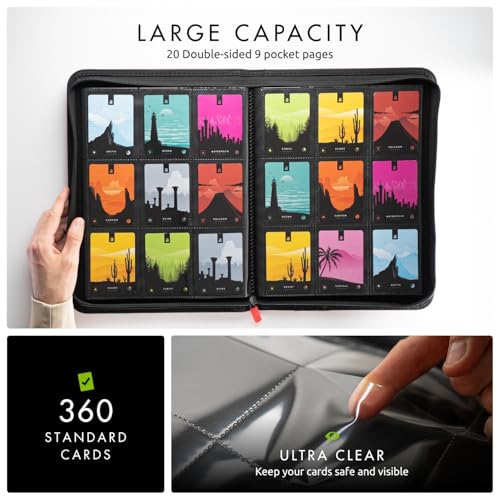 Vault X 9 Pocket Zip Trading Card Binder 360 Cards Exo-Tec (Red) | Holds 360 standard-size TCG cards in 20 side-loading 9-pocket pages. Padded, water-resistant Exo-Tec cover. - color: Red, size: 6.8cm x 9.7cm