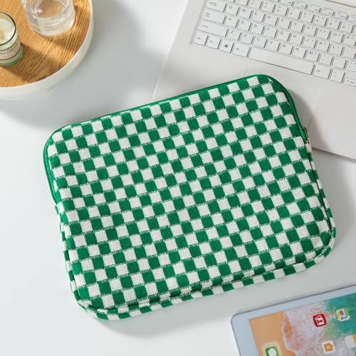 Puffy Laptop Sleeve 11-12 inch, Cute Knitted Protective Carrying Case for Women & Men, Compatible with iPad Pro 11-Inch M5, 12 Inch Tablets Notebook (Checkered Green) - color: Checkered Green, size: 11-12 inch