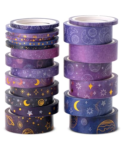 Mr. Pen- Washi Tape Set, 21 Rolls, Assorted Sizes, 5.5 Yards/Roll | Washi Tape for Scrapbook, Arts, Crafts, Journals and Planners, Outer Space Design - color: Outer Space, size: 0.1", 0.3", 0.6", 21 Rolls