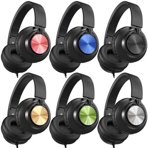 AILIHEN Kids Headphones Bulk for School, 6-Pack Class Headphones Wired with Microphone for Students, Teens, Classroom, Library, Chromebook, Laptop, Adjustable, Foldable, 3.5mm Jack - (Multicolor) - color: 6 Mixed Color