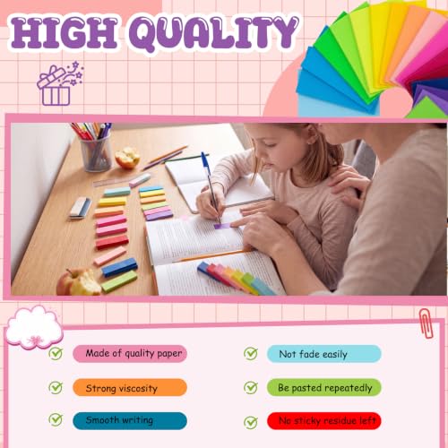 Zubebe 200 Pads 0.5 x 1.8 Inch Sticky Notes Bulk, Bright Colors Notepads Self Stick Note Square Memo Sticky for Office Back to School, 45 Sheets/pad - size: 0.5 x 1.8 Inch