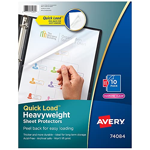 Avery Diamond Clear Quick Load Sheet Protectors, Top & Side Load, 10 Document Protectors (74084) - style: 1 Pack