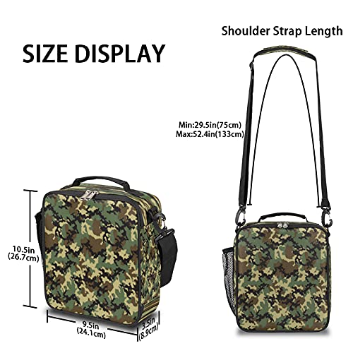 Pardick Camouflage Themed Boys Lunch Bag,Camo Army Green Kids Insulated Lunch Box with Adjustable Shoulder Strap Waterproof Lunch Bento Tote Bag Thermal Lunch Box for School Picnic Travel Outdoor - color: Camouflage