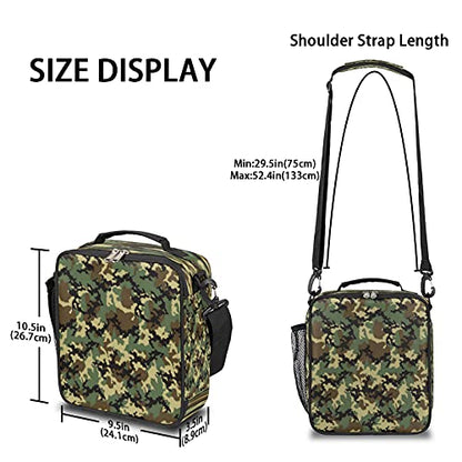 Pardick Camouflage Themed Boys Lunch Bag,Camo Army Green Kids Insulated Lunch Box with Adjustable Shoulder Strap Waterproof Lunch Bento Tote Bag Thermal Lunch Box for School Picnic Travel Outdoor - color: Camouflage