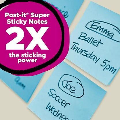 Post-it 100% Recycled Super Sticky Notes, 3 x 3 in, Oasis, 24 Pads | School Supplies and Office Products, 2X the Sticking Power - size: 3" x 3", style: 18 Pads