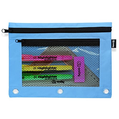 Enday Blue Pencil Pouch For 3 Ring Binder, Zippered Binder Pencil Pouches, 3 Ring Pencil Pouch for Binder, Pencil Case for Binder, Large Pencil Bags for School, Home, and Office - color: Blue, size: 1