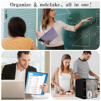 360° Pivotable 3 Ring Binder, Upgraded Foldable Binders 1 inch 12 Pack, Thin Small Three Ring Binder Fits 8.5" x 11", for Home, School and Office- Black, Purple, White, Blue, Green, Red - color: 2 Black+2 Green+2 Blue+2 Red+2 White+2 Purple, style: 12 PCS
