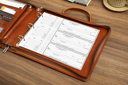 Personalized Oil Brown 3 Ring Check Book Binder - Business Checkbook Holder, Engraved, Zippered, Fits 3 & 9 Holes, 3 on a Page - color: Oil Brown, size: Custom
