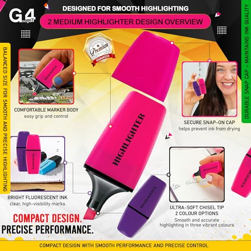 G4GADGET 6 Pack Assorted Highlighter Pens – Classic & Mini Highlighters for Study, Office & Use | No Bleed, Smear Free, Vibrant Colours | Cute & Pastel Markers for School, Notes & Journals