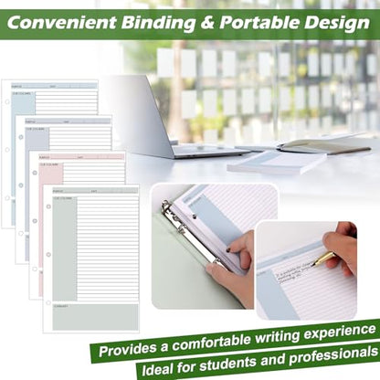 100 Sheet Half Letter Cornell Notes Loose Leaf Paper for 3 Ring Mini Binder 5.5" x 8.5" Lined Paper 9/32" Spacing Cornell Notebook Refills Taking System Filler Paper Bulk for School Office 80gsm - size: Half Letter-3 Ring