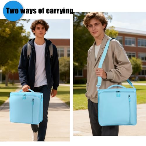 2 Inch 3 Ring Zipper Binder with 500 Sheet Capacity, 6 Tab Expanding File Folder, Multi-Pocket Design, Shoulder Strap and Handle for Middle School and Office (Light Blue) - color: Light Blue