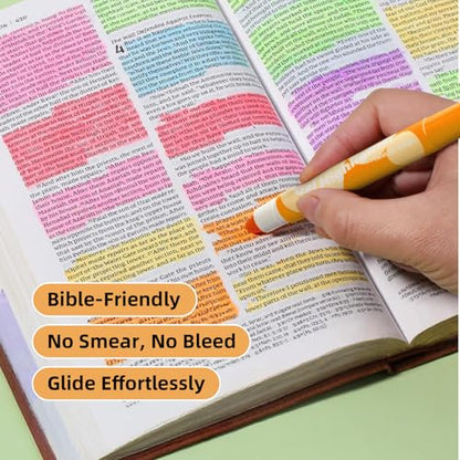 12-Pack Bible Gel Highlighters, Pastel No Bleed No Smear Twist-Up | Vibrant aesthetic twist-up gel, quick-dry no bleed on thin paper. Ideal for bible journaling, study, school and note-taking.