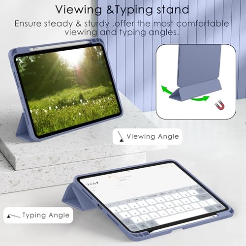 ZryXal iPad Pro 11 Inch Case (M5) 2025/ (M4) 2024 (Model: A2836/A2837/A3006), Trifold Stand Smart Cover with Pencil Holder and Soft TPU Back, Auto Wake/Sleep (Lavender) - color: Lavender