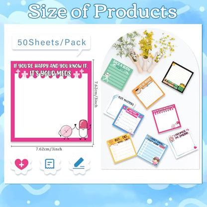 Funny Nurse Sticky Notes Gifts, 9 Pack Nursing Notepads 3x3 Inch, Fun Medical Self-Adhesive Memo Pads Work Gag Gifts for Hospital, Sarcastic Schedules Diary Office Supplies (450 Sheets) - style: Funny Nurse